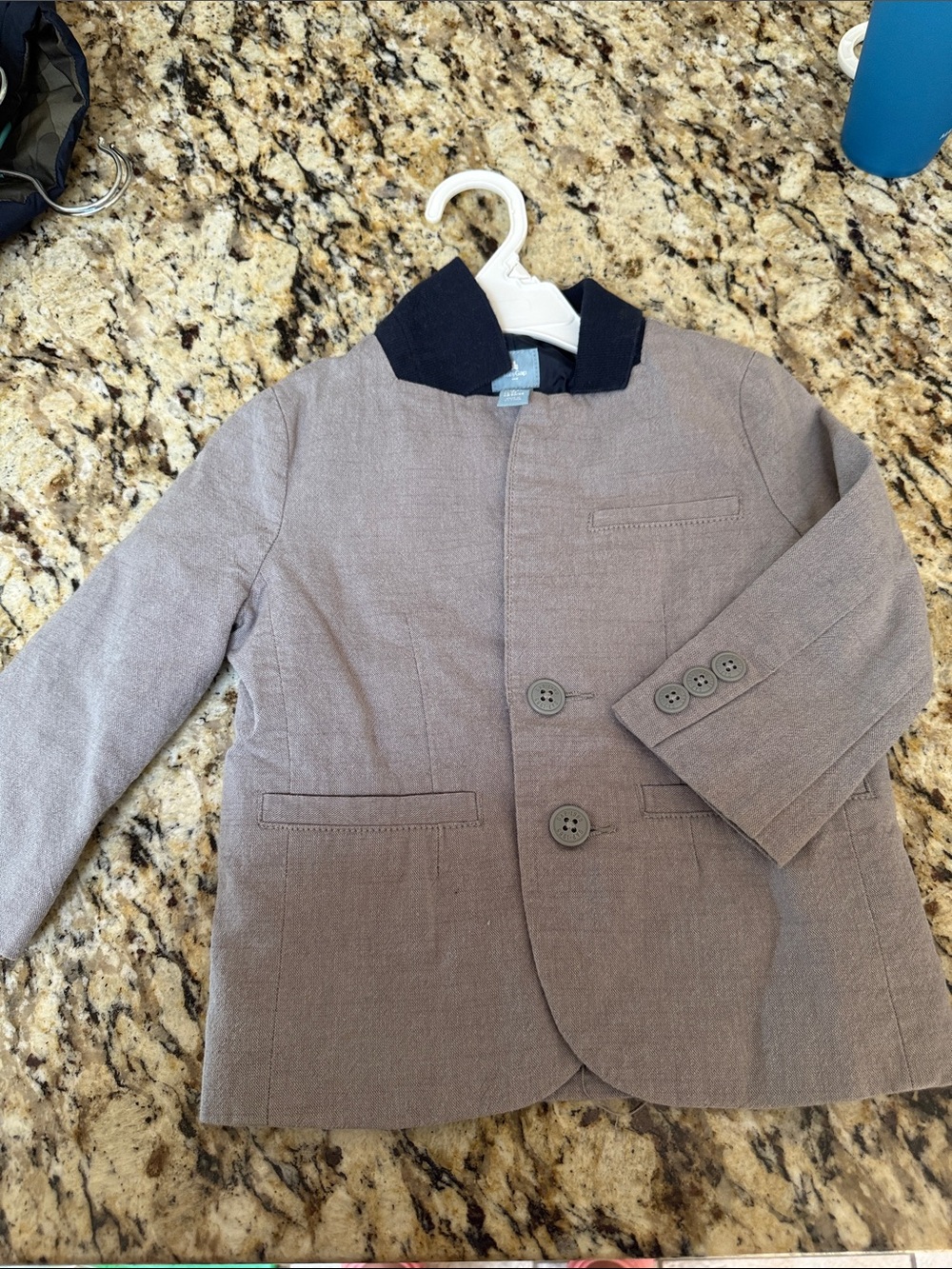 GAP Boys Taupe Blazer with Navy Collar